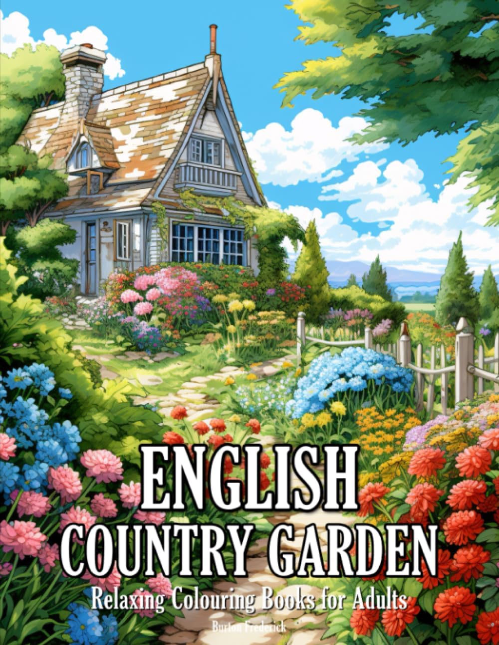 English Country Garden: Relaxing Colouring Books for Adults with Beautiful Landscape, Charming Flowers, Peaceful Garden, and Much More