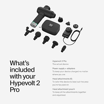 Hyperice Hypervolt 2 Pro – Quiet Glide Technology Hand Impact Massager 5 Speeds 5 Replaceable Heads Helps with Muscle Soreness and Stiffness