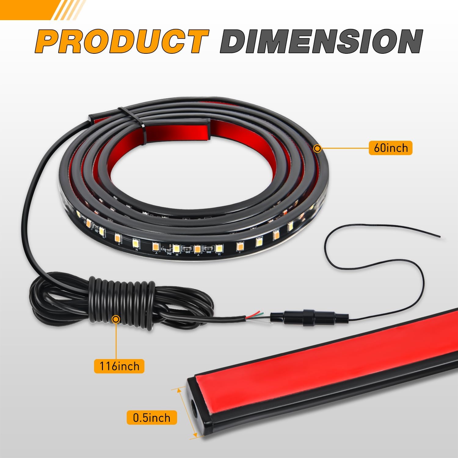 GOOACC Truck Running Board Lights - 2PCS 60 Inch DRL LED Side Maker Light Kits for Extended and Crew Cab Trucks Pickup White Courtesy Amber Sequential Turn Signal Lighting Strips