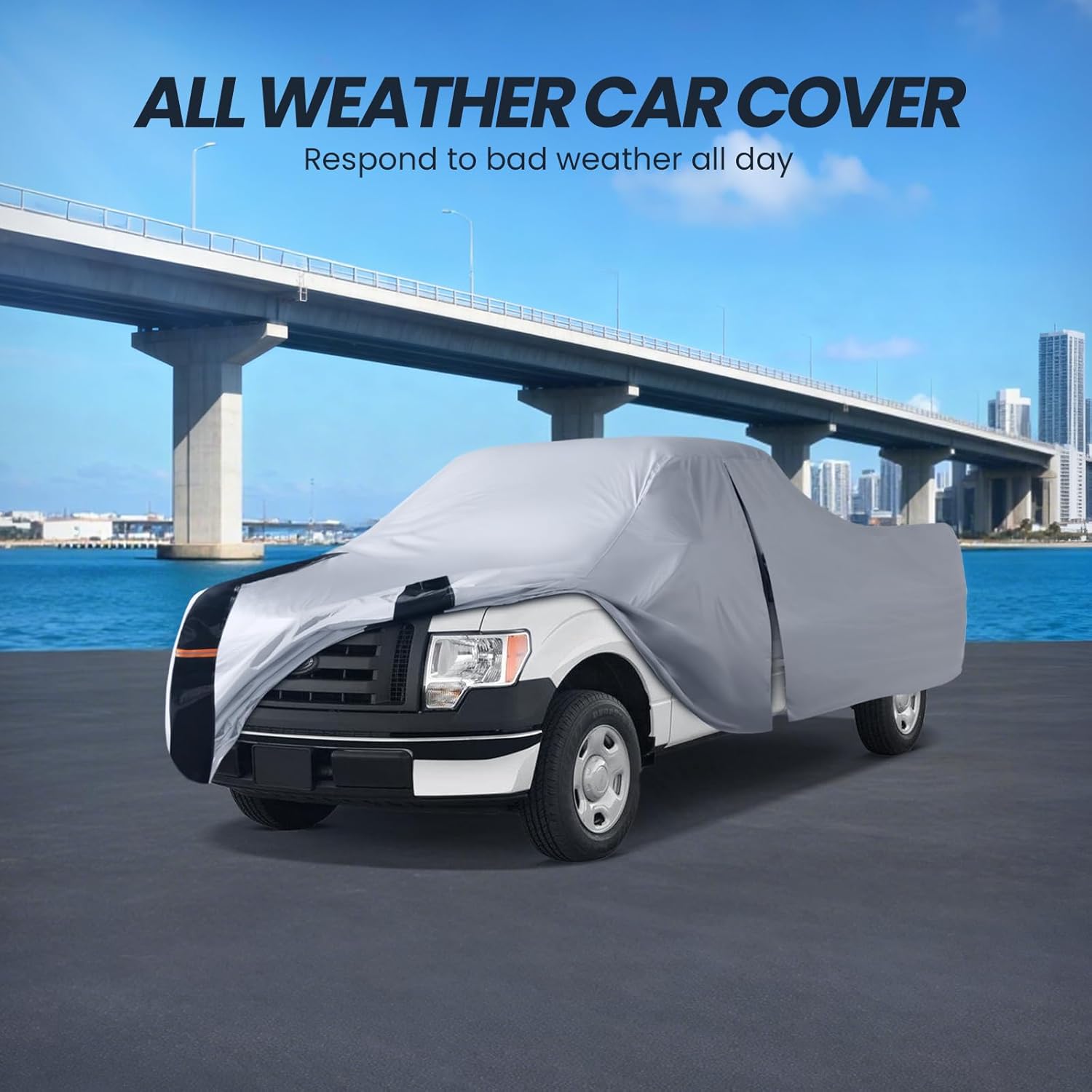 Multi-Layer Ford F150 Truck Cover, Custom Fit F150 1997-2026 Super Cab Short Bed(6.5') Car Cover Waterproof All Weather, Full Exterior Cover Rain Wind Dust and UV Protection with Door Zipper