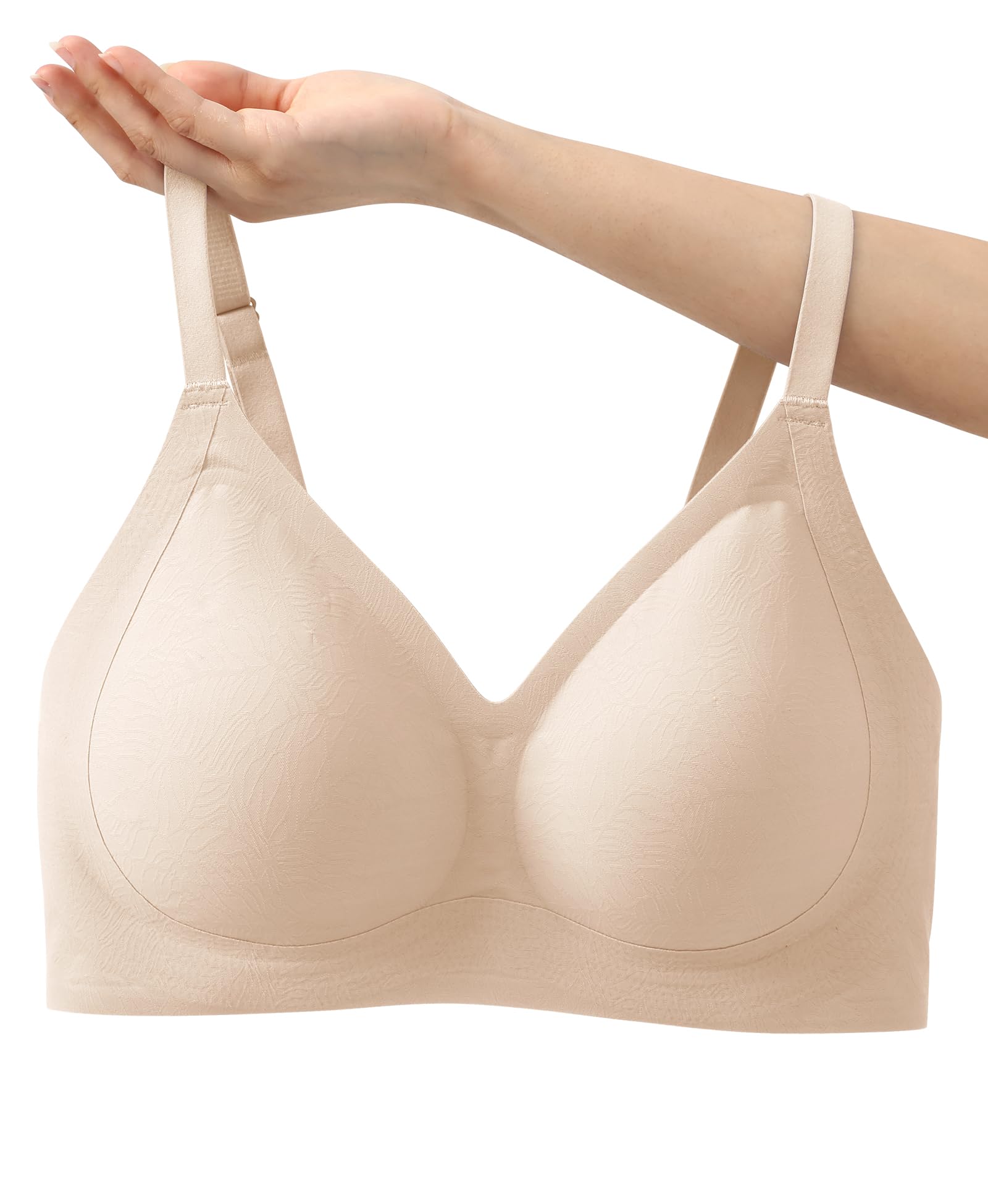 Jiuday Spitze BH ohne Bügel Bequemer Push Up Starker Halt | Nahtloser Gepolsterter Bralette für Große Brüste, Anti-Durchhängen, Weicher Soft BH ohne Drücken, Ideal für Alltag Freizeit
