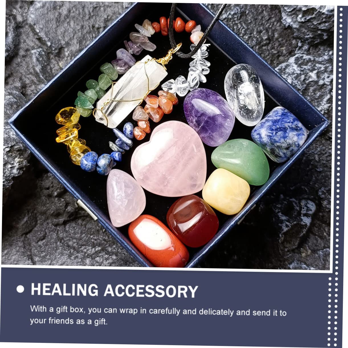 Set de Colgante de Cristal de 7 Chakras Caja, 1 Juego