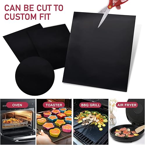 Miniatura 5 de Revestimientos de horno para la parte inferior del horno eléctrico a gas, paquete de 2 tapetes grandes y resistentes, resistentes al calor para la