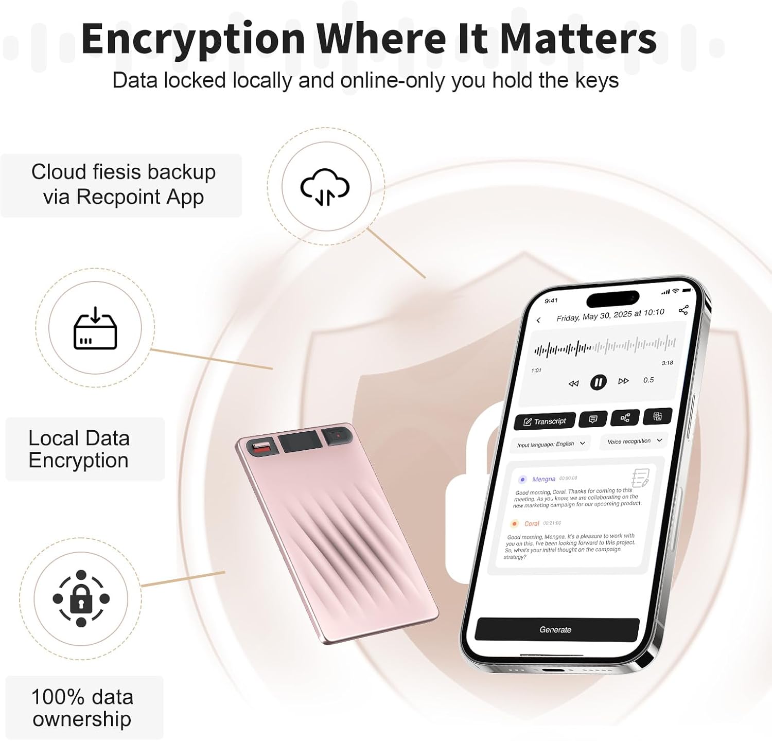 AI Voice Recorder, Professional Voice Activated Recorder with AI Transcription & Summarize, 64GB Storage, 30H Battery, Noise Cancellation and AI Note Taker for Meetings and Interviews & calls