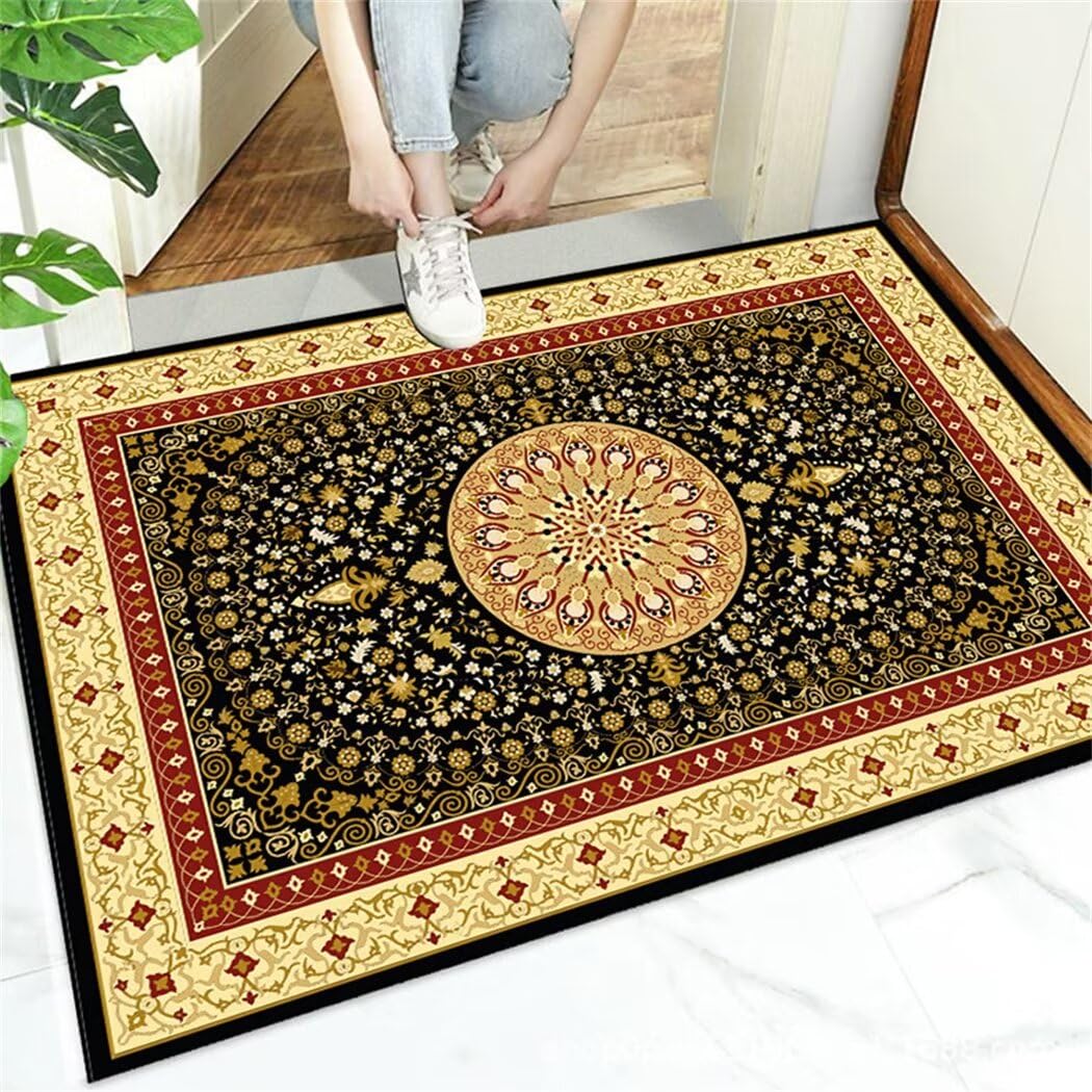 Tapis descente de lit floral dense et doux tapis sol enfant jaune 80x160cm
