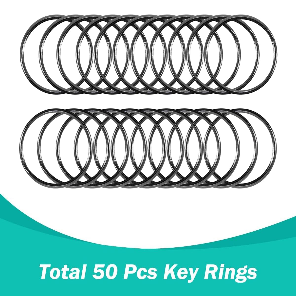 100 Stück Premium-Karabinerhaken mit Schlüsselringen, Metallband, Schlüsselanhänger, Haken, schwarz, 32 mm (50 Stück Schlüsselband-Karabinerhaken + 50 Stück Schlüsselringe)