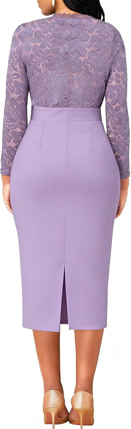 Elegant Dress for Women Sexy Business Pencil Lace Dresses