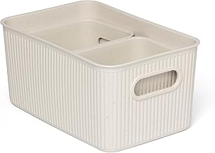 Tatay Baobab Plastic Storage Baskets | Set of 3 Organizer Boxes | Integrated Handles | Compact and Versatile Design | Recycled Plastic BPA Free | 18.5 x 27.5 x 13.2 cm, Ecohome