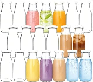 QAPPDA 12 oz Glass Milk Bottles with Lids