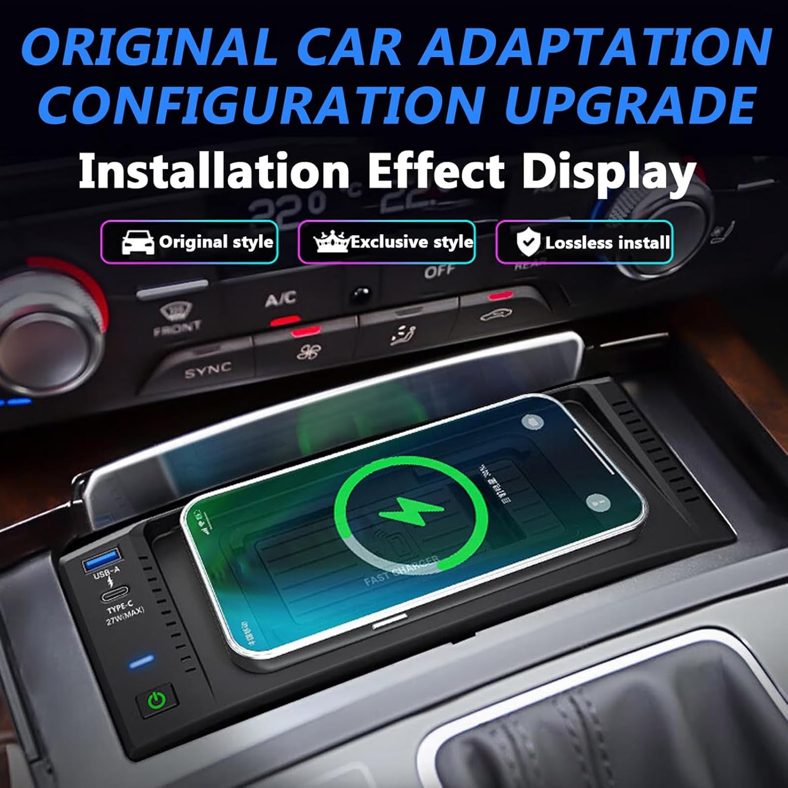 Bezprzewodowa ładowarka Samochodowa Telefonu do Audi S6/S7 (2013-2018) A6/A6L/RS6 (2012-2018) A7 (2009-2018) RS7, Konsola środkowa Akcesoria Podkładka ładująca, Szybka ładowarka do i-Phone Sam-sung
