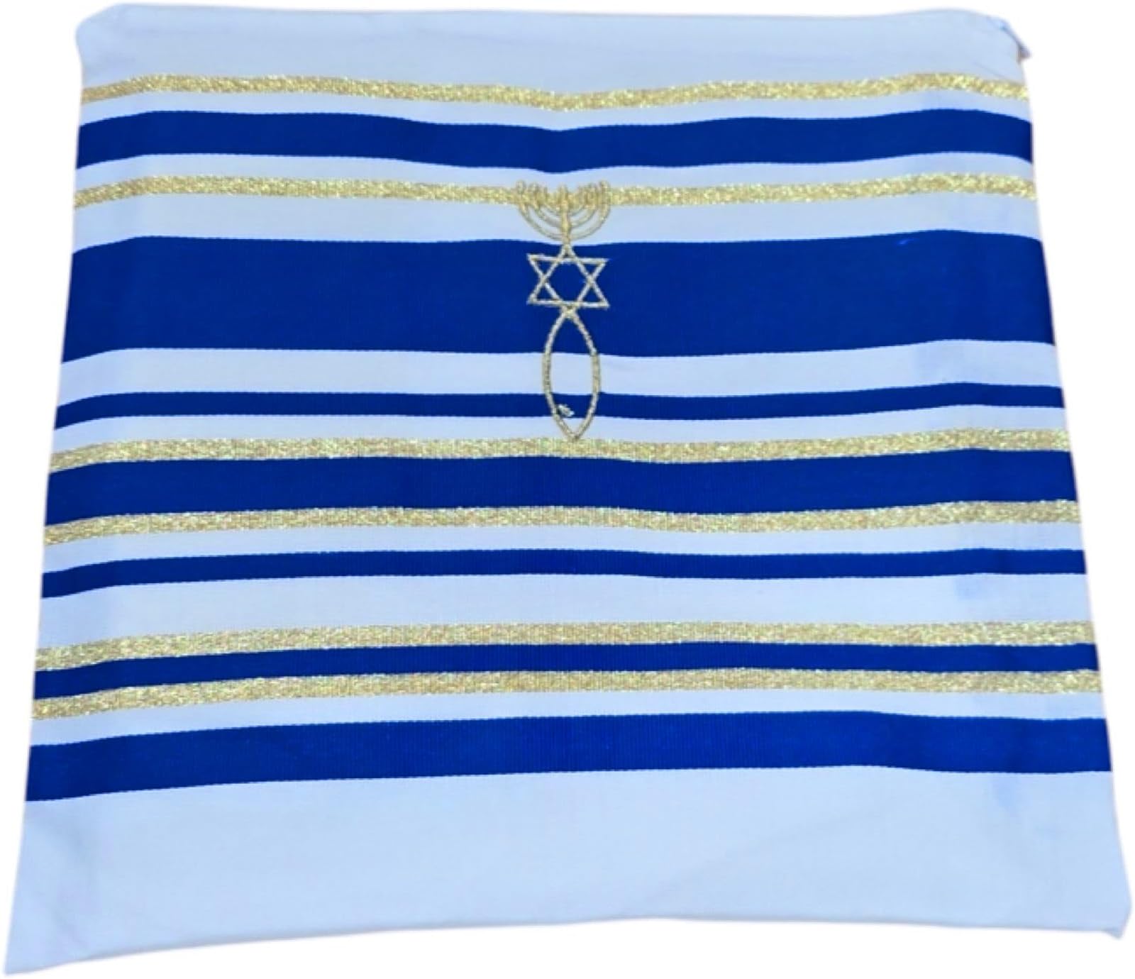 Authentic Messianic Jewish Christian Tallit Prayer Shawl from Israel (Blue, Regular)