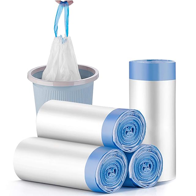 Charmount 4 Gallon Trash Bags - Drawstring small trash Bags for Bathroom Kitchen Bedroom Office 60 Count Upgraded