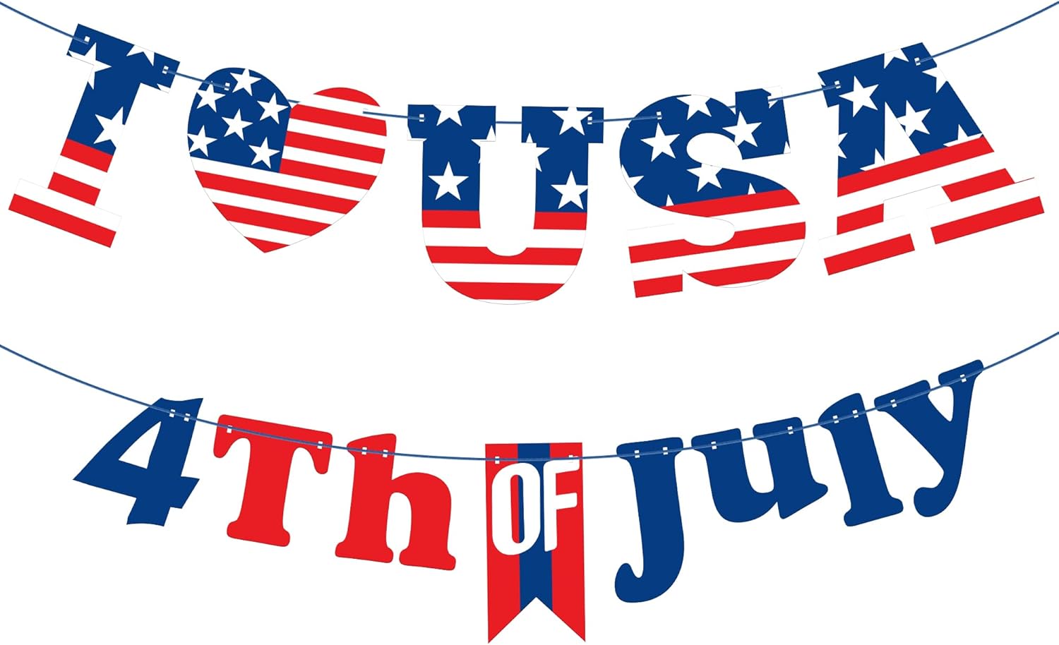 KatchOn, Pre-Strung 4th of July Banner - 2 Strings, 10 Feet | Fourth of July Banner | I Love USA Banner for Fourth of July Decorations | 4th of july garland, Independence Day, 4th of July Decorations