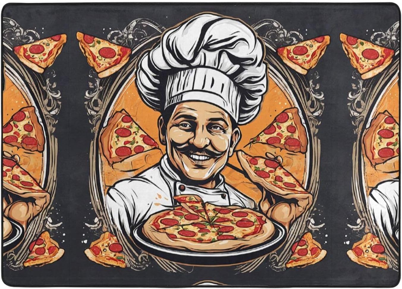 Flannel Non-Slip (Chef Pizza) Rug Pad 80×50in Soft Washable Protective for Hardwood Floors Bedroom Bathroom Living Room