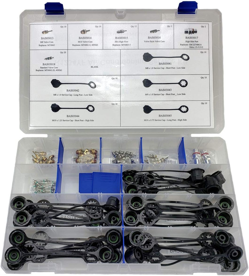 Buy Auto Supply # APC93029 - Master 1234yf A/C Valve Core & Cap Assortment Kit - 11 Styles / 112 Pieces
