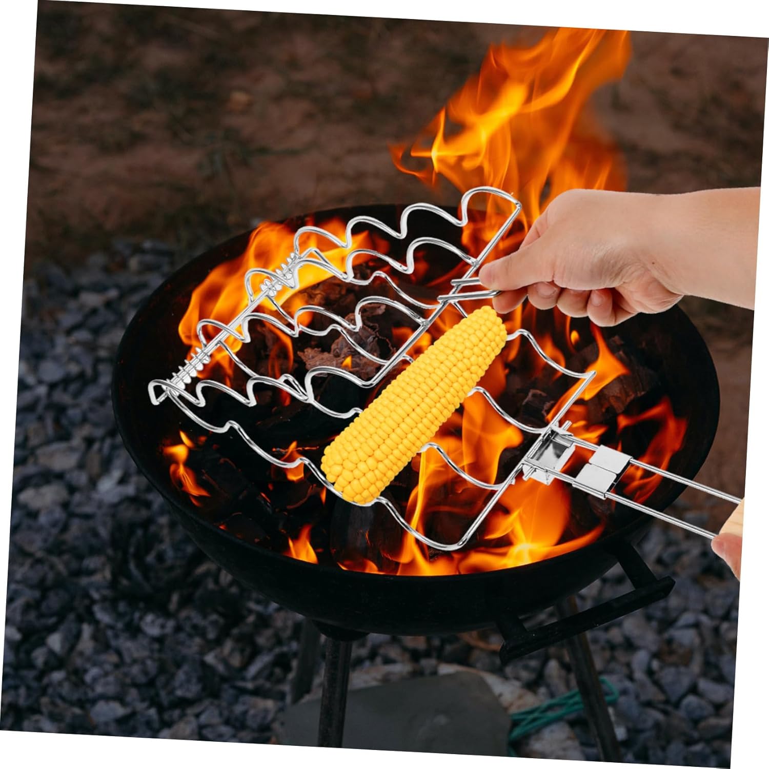 Foldable Corn Grill Rack Portable Bbq Accessory for Outdoor Cooking for Grilling Corn Shrimp Fish Vegetables Durable and Sturdy Design for Home and Picnic Use
