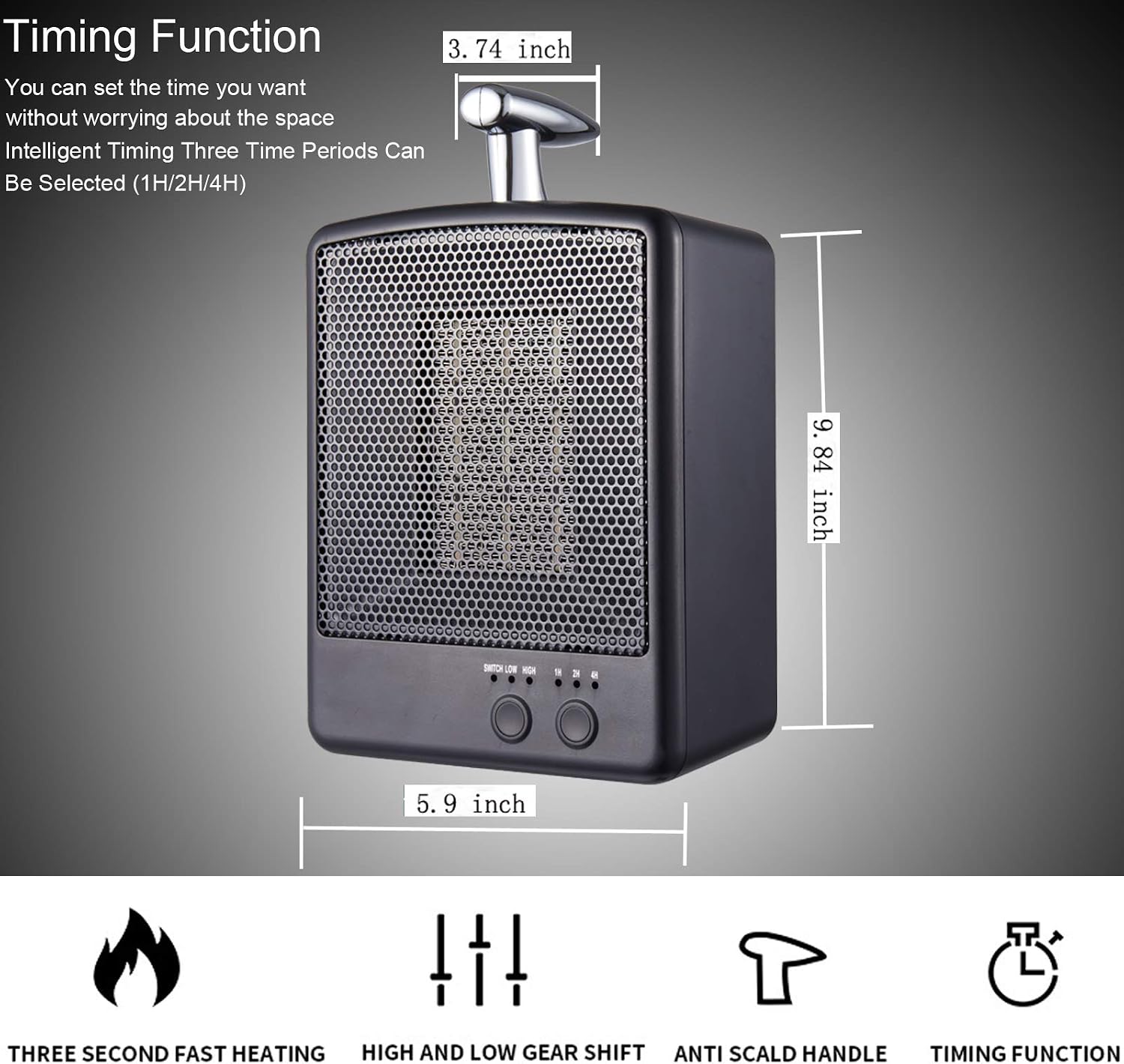 Space Heaters for Indoor Use, Energy Efficient Space Heater, KanYool 1000W Safe and Quiet Ceramic Portable Small Electric Space Heater for Bedroom Dorm Office Desktop Bathroom and Kitchen (Black)