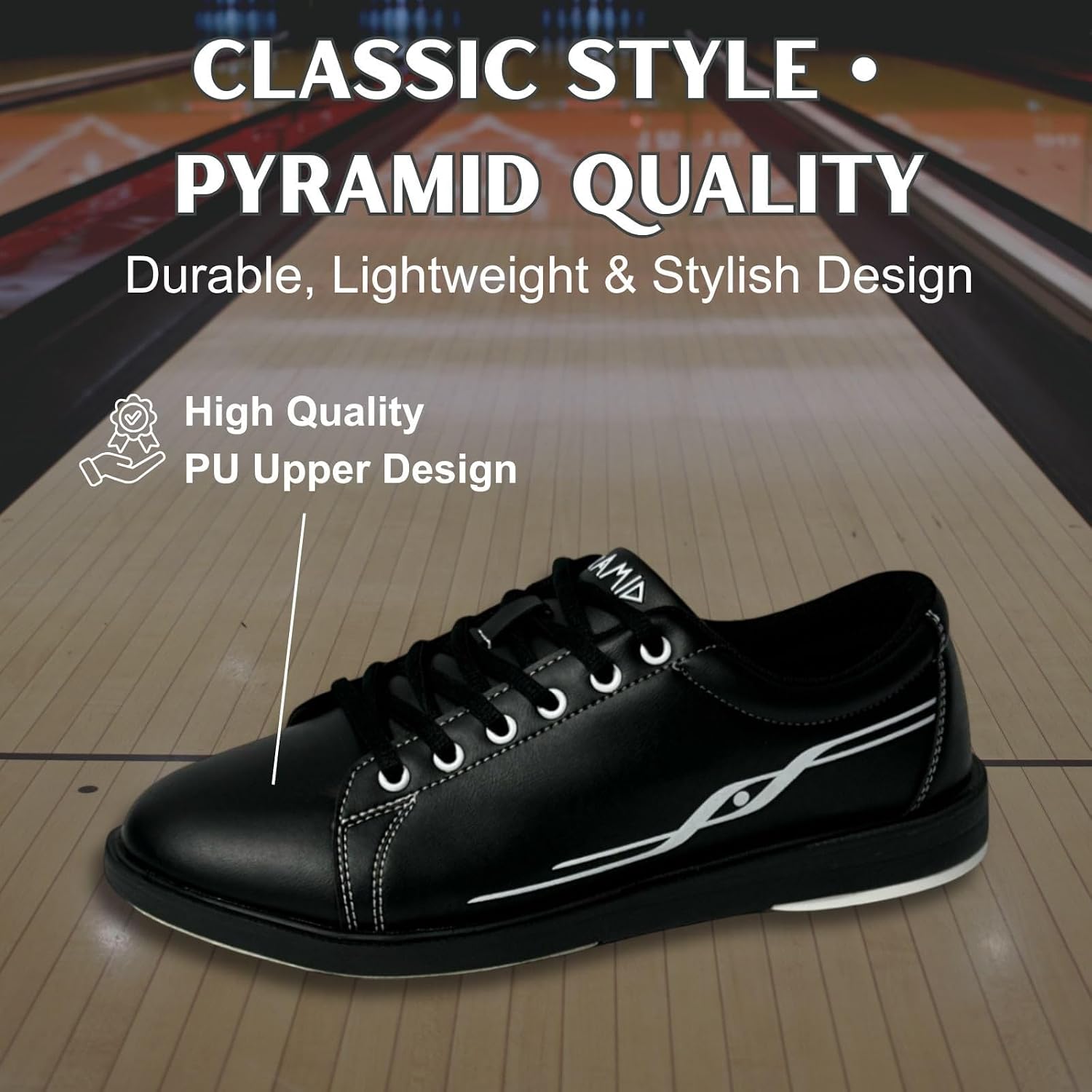 Pyramid Men's Classic Bowling Shoes - Universal Slide Soles, Medium Width
