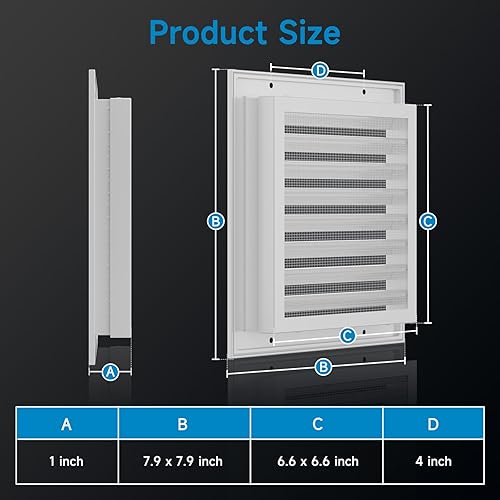 Miniatura 2 de Ventilación de cobertizo de 6.6 pulgadas de ancho x 6.6 pulgadas de alto, ventilación de puerta para puertas interiores, cubiertas de ventilación de