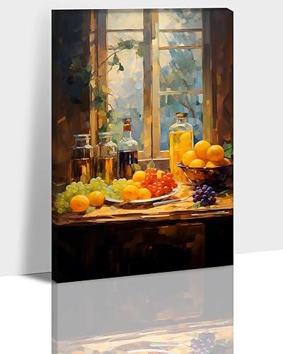 Miniatura 18 de Hzddty Lienzo decorativo para pared, diseño rústico de cocina, vino tinto y pan, cuadros de comida para decoración de pared, impresiones de pintura