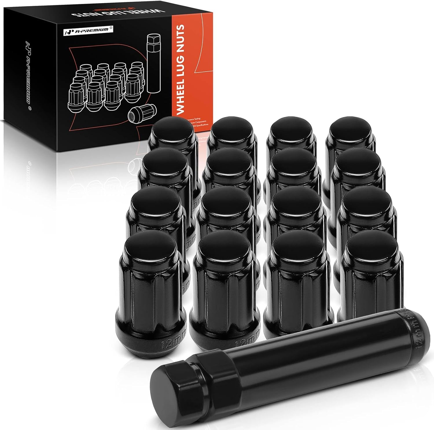 A-Premium 16-PC M12x1.5 Wheel Lug Nuts W/Socket Key Compatible with Can-Am & Honda & Polaris ATV Models 2013-2023 - Maverick X3, Pioneer 1000, RZR XP 4 1000, Ranger Crew 570 & More, Front & Rear
