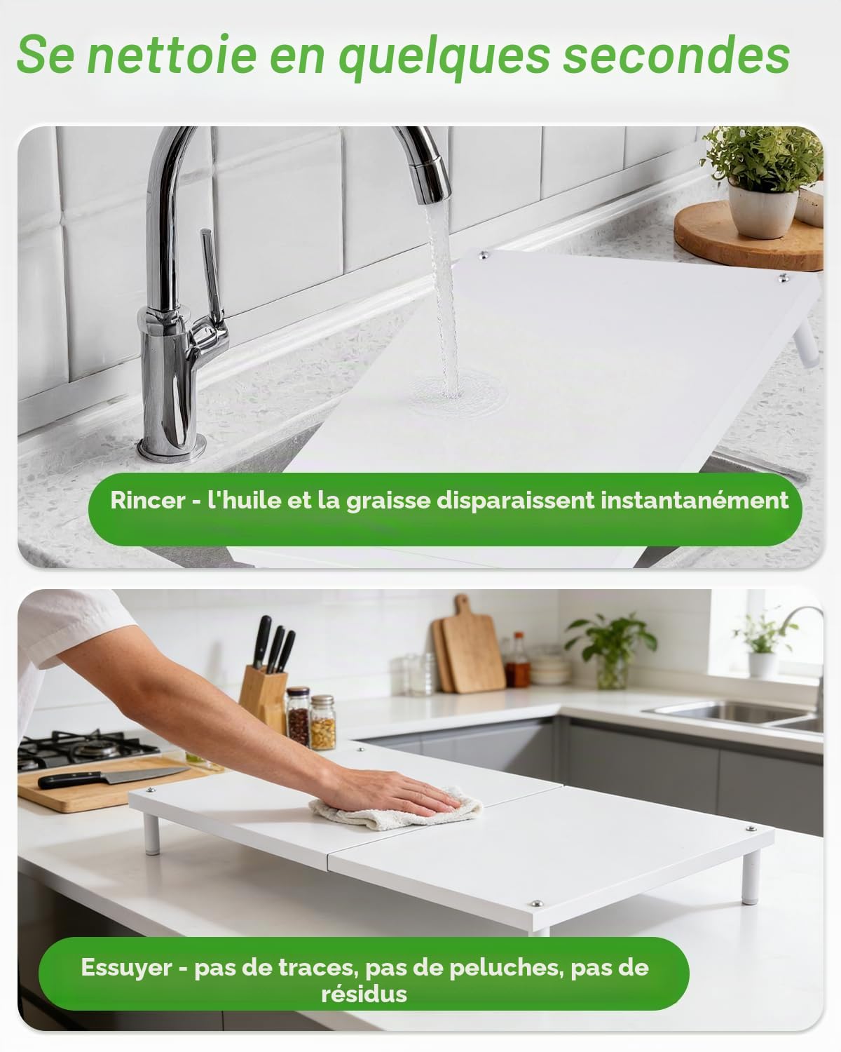 YUCHENGTECH Couvercle de Cuisinière à Gaz Acier au Carbone,34x8x37-62cm | Cache Plaque de Cuisson Gaz Protege Plaque de Cuisson Gaz,Blanc