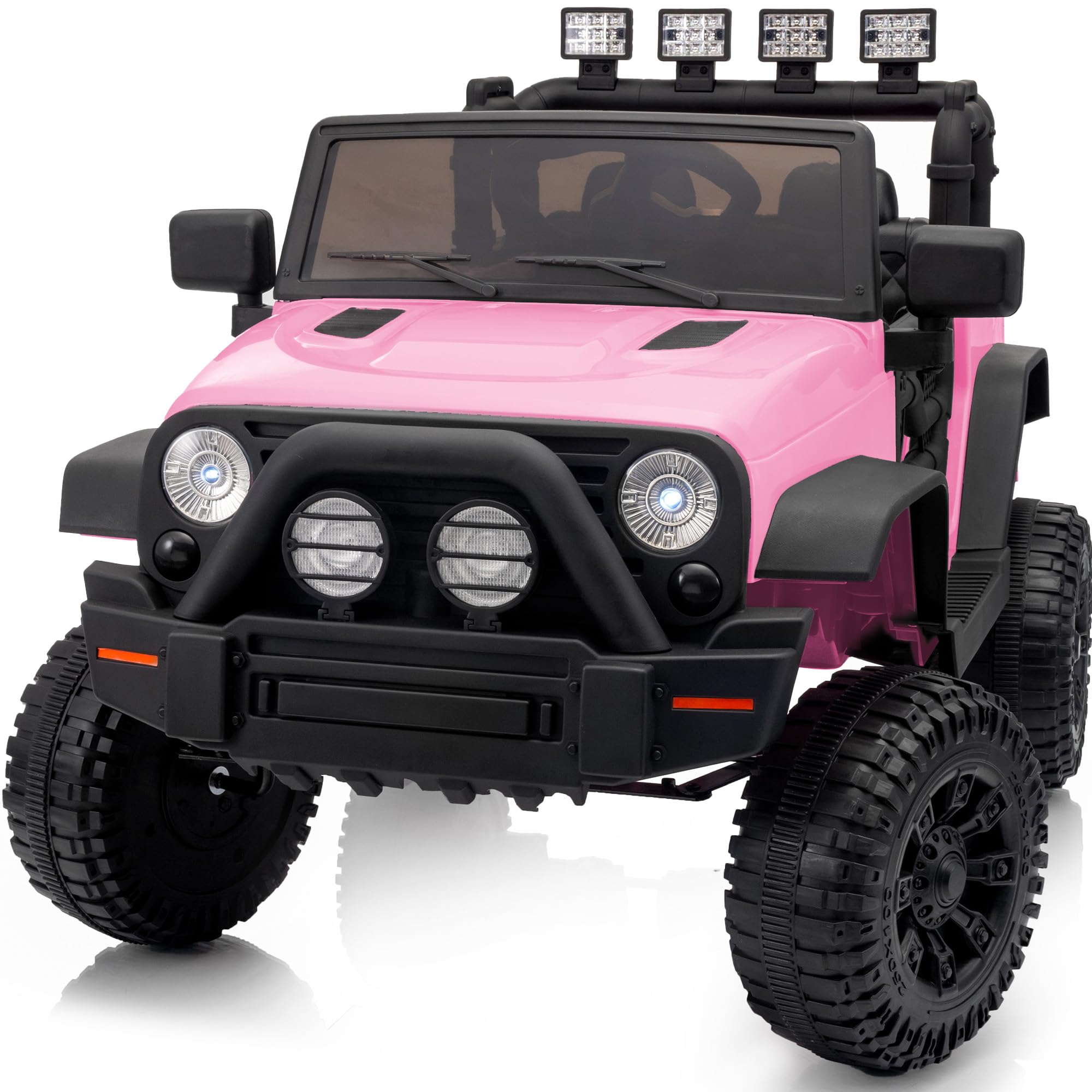 Outfunny Ride on Car Toy, 12V Kids Electric Car with Remote Control, LED Light - Light Pink