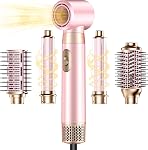 5 en 1 Set de brosses pour sèche-cheveux, perfectionnement du sèche- cheveux & Brosse pour sécheuse & Air Enveloppe de curling & Brosse à pagaie, amovible chaude Air Brosse Styling Tools, Volumiseur de cheveux de voyage haute vitesse Straightener Curler rose & Brosse pour sécheuse & Air Cylindrée