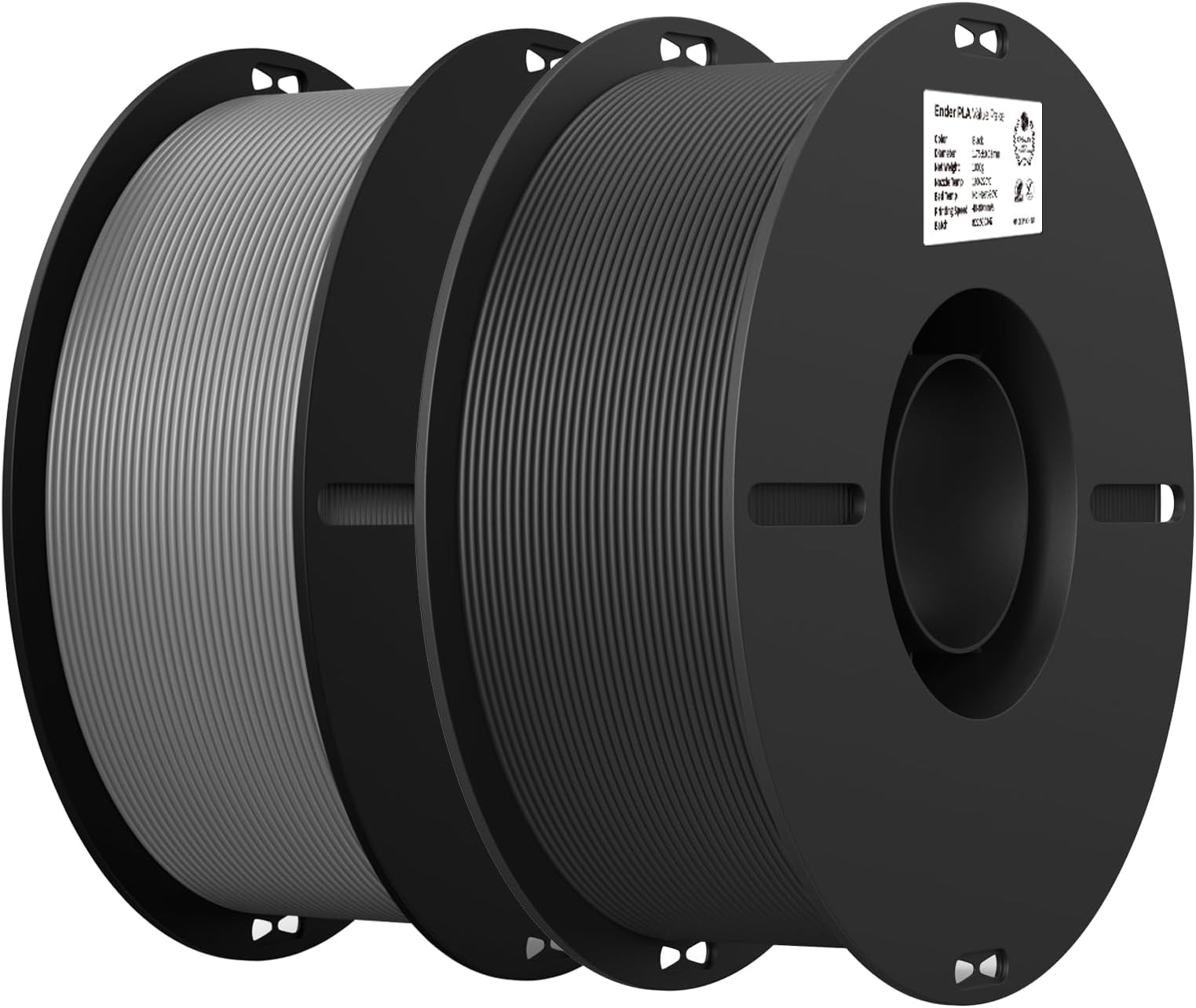 Creality PLA Filament 1.75mm, 2kg (2 x 1kg Spools), No-Tangling, Strong Bonding, Accuracy +/- 0.02mm, Fits for Most 3D Printers (Black+Grey)