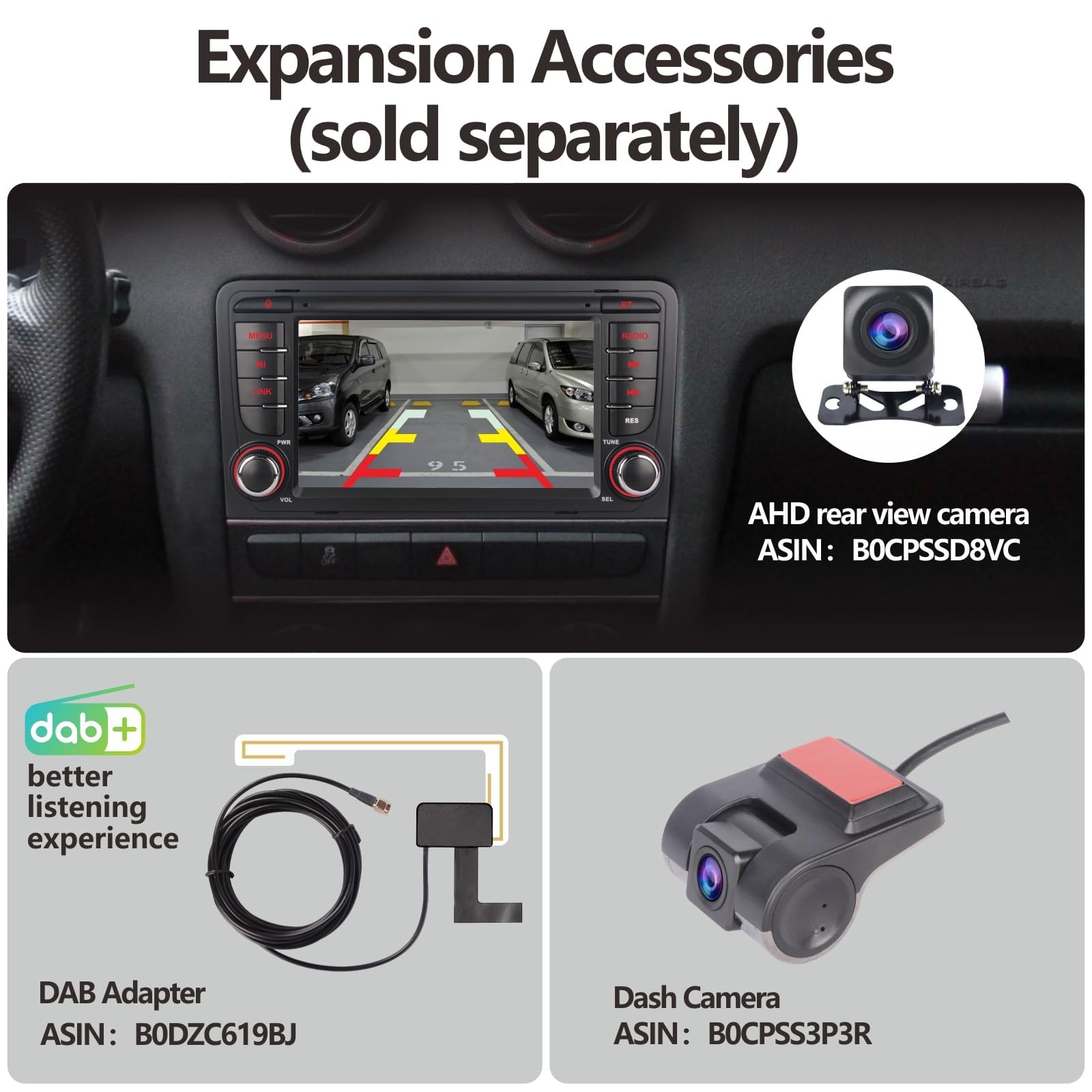 Autoradio compatibile con Wireless Carplay/Android Auto per Audi A3 S3 RS3 2003-2012 con IPS touch screen da Bluetooth/Mirror Link/FM/AM/USB/RDS