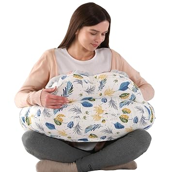 BATTOP Nursing Pillow for Breastfeeding - More Support for Mom, Feeding Pillow with Removable Cover and Adjustable Waist Strap, Plus Size Breastfeeding Pillow
