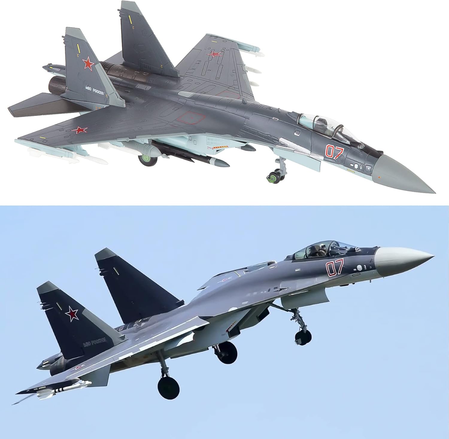 HANGHANG 1/100 Scale SU-35 Attack Plane Metal Fighter Military Model Fairchild Republic Diecast Plane Model for Commemorate Collection or Gifts