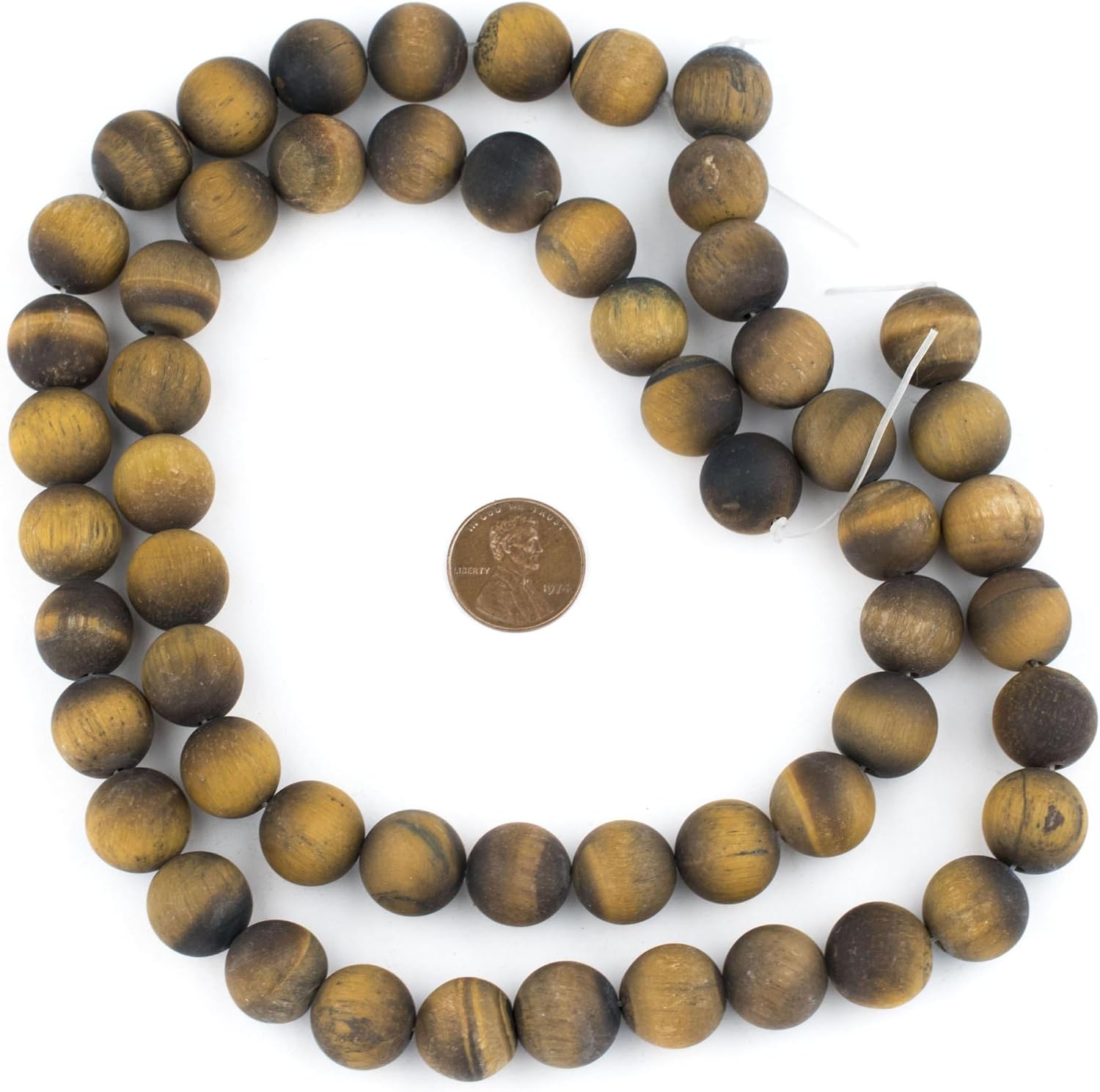 The Bead Chest Matte Tiger Eye Beads 14mm Brown Round Gemstone 15 Inch Strand