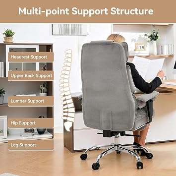 Efomao Fabric Executive Office Chair 400lbs, Big and Tall Desk Chair,Grey