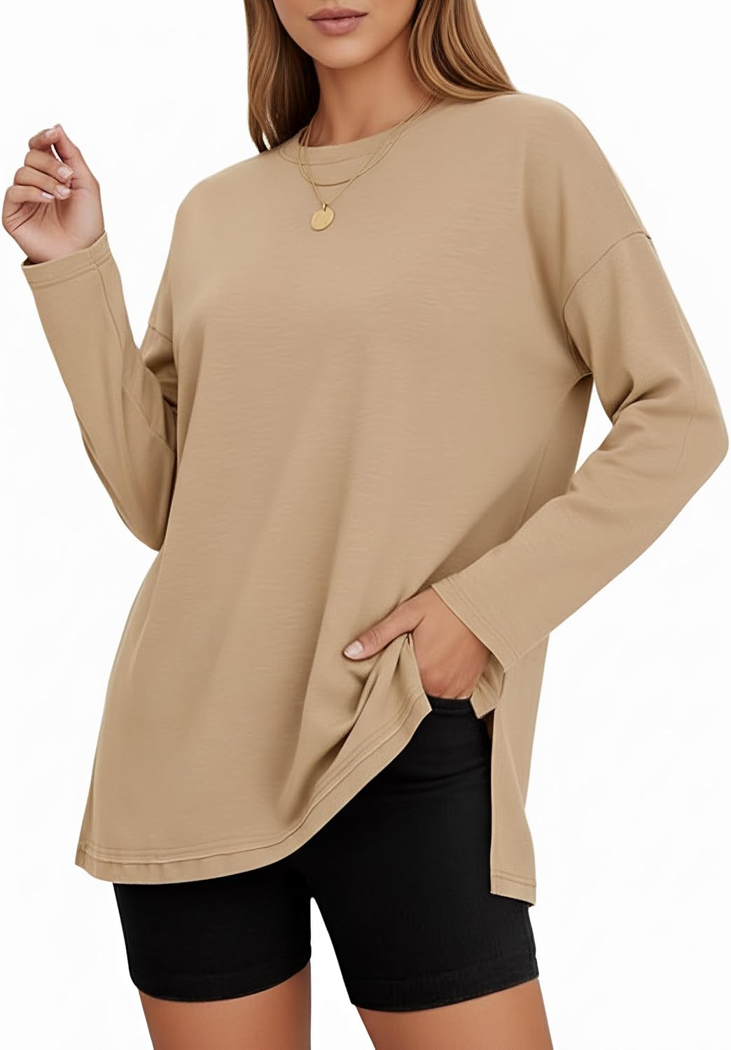 Tankaneo Womens Long Sleeve T Shirts Gym Crewneck Basic Tee Oversized Tops Workout Sweatshirts Loose Fit 2025 - Image 2