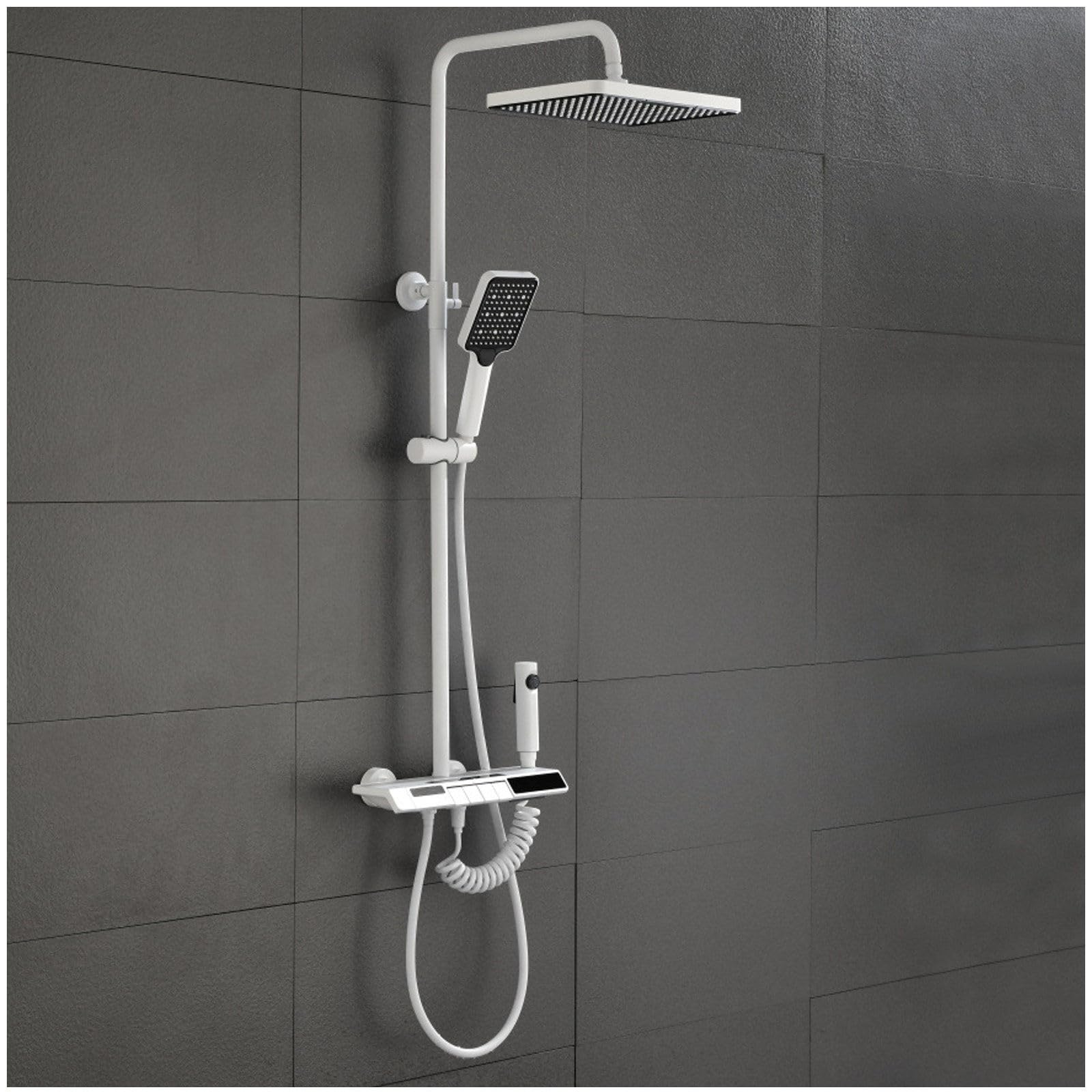 Système de douche anti-brûlure à affichage numérique et mitigeur en laiton blanc