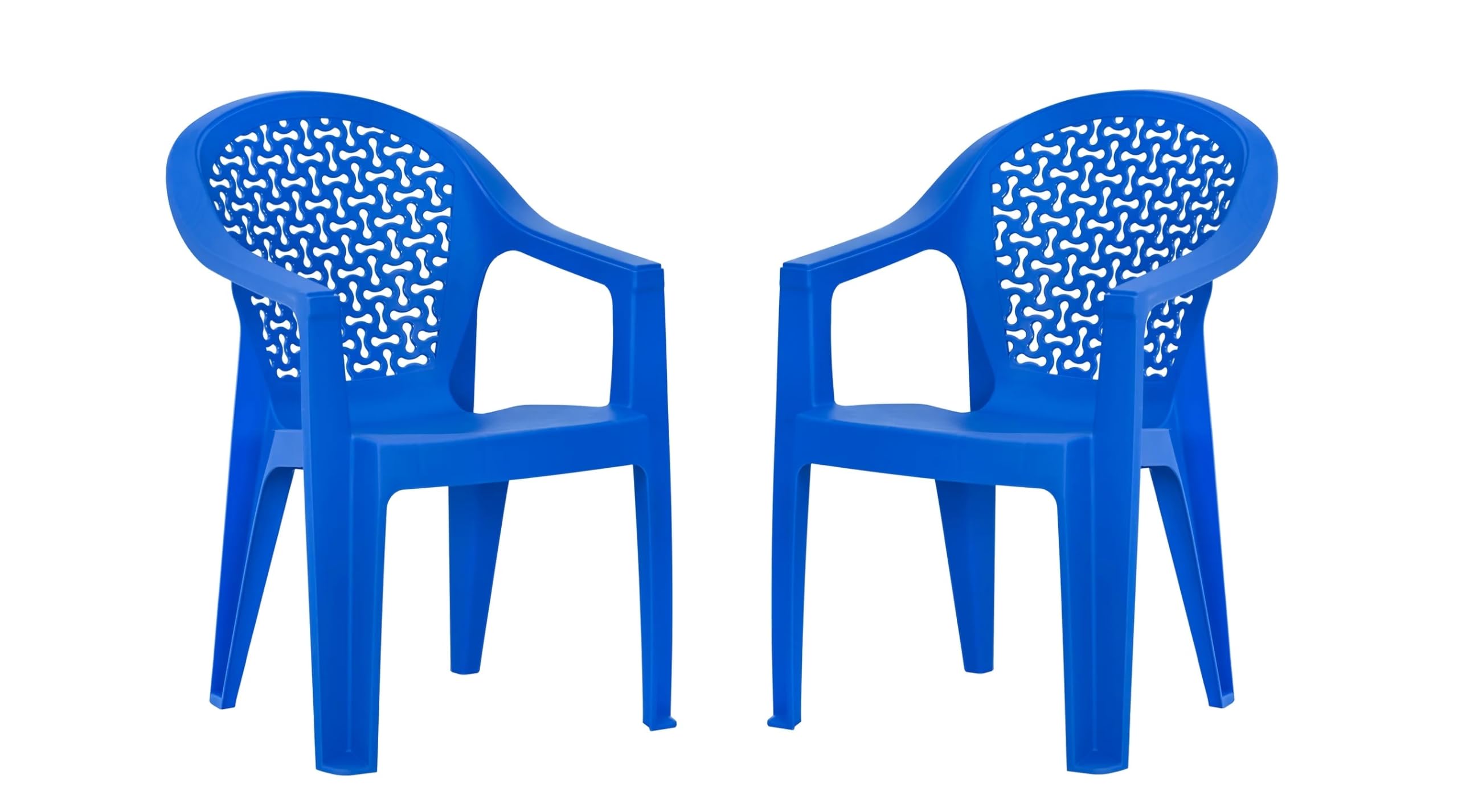 Nilkamal Comfy Plastic Chair for Home/Office/Study/Garden/Balcony/Indoor & Outdoor - Set of 2 Pcs Chair (DEEP Blue)
