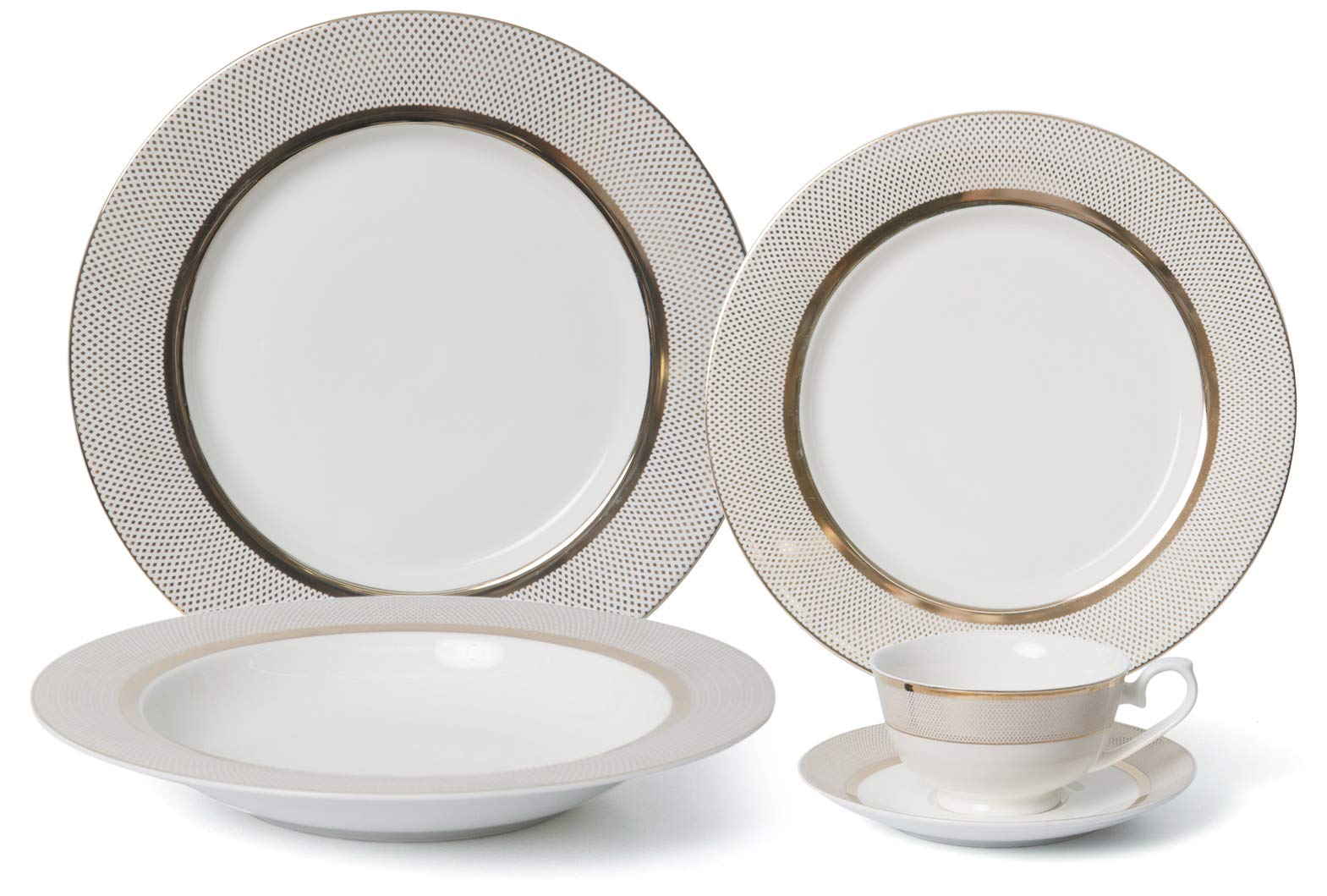 Buy Royalty Porcelain Vintage Gold Dot 20pc Dinnerware Set 'Pure Gold