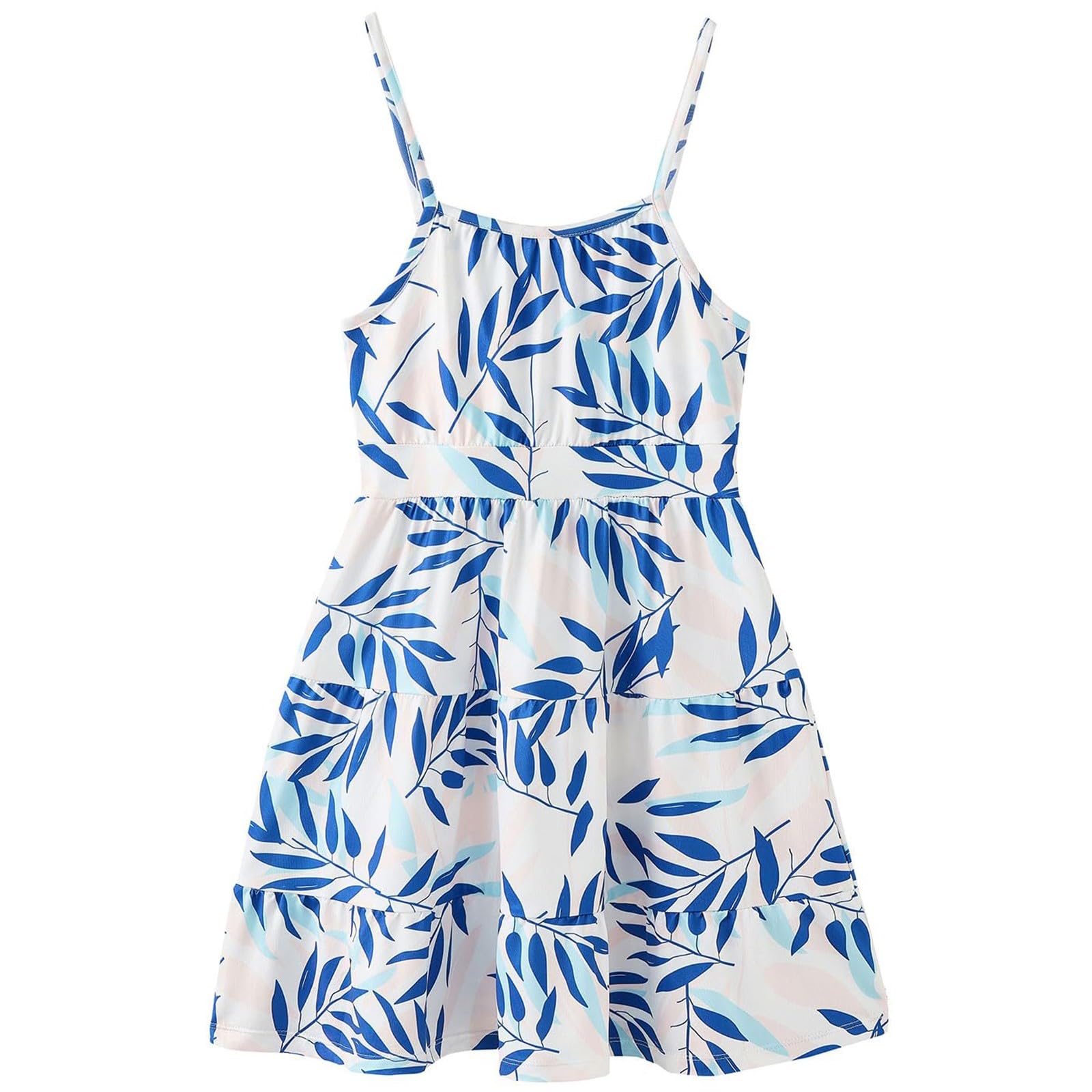 Vestito estivo da ragazza floreale Boho Spaghetti Strap Abiti Casual Spiaggia Hawaiian Flowy Mini Sundress Bambini Senza Maniche A Line Dress