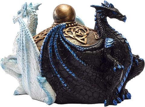 Pacific Giftware Fantasy Celtic Knotwork Dual Yin Yang Dragons Decorative Trinket Jewelry Box Figurine 5.75 Long