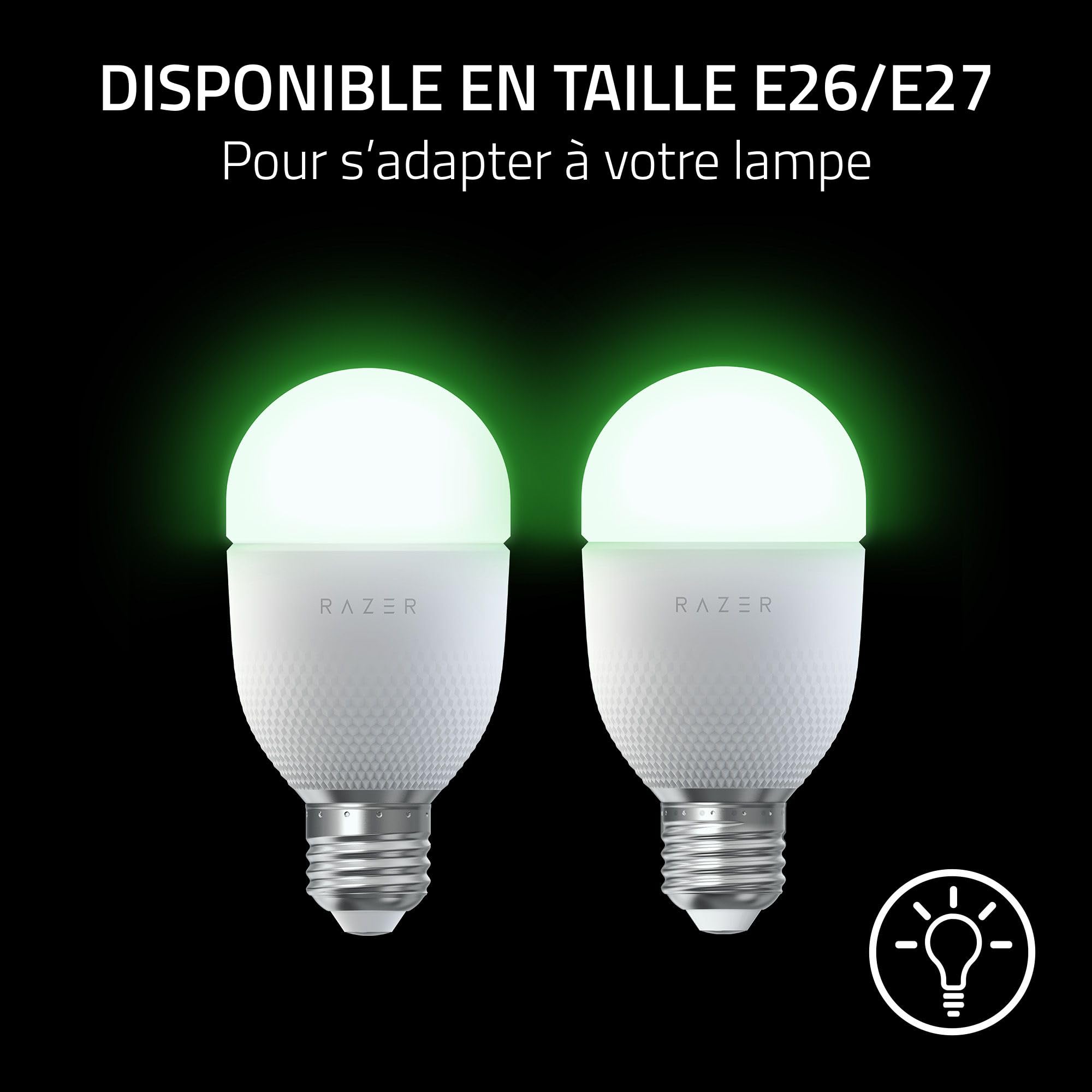 Razer Aether Bulb - Ampoule Intelligente LED RGB pour Maison Connectée (Chroma RGB 16.8 Millions de Couleurs, Compatible avec Matter et l'Application Maison Intelligente