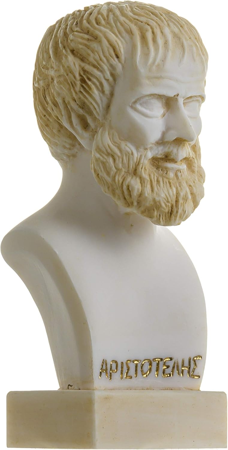 Aristotle Greek Philosopher in Ancient Greece Alabaster Statue Bust 5.5 Inches Gold Tone
