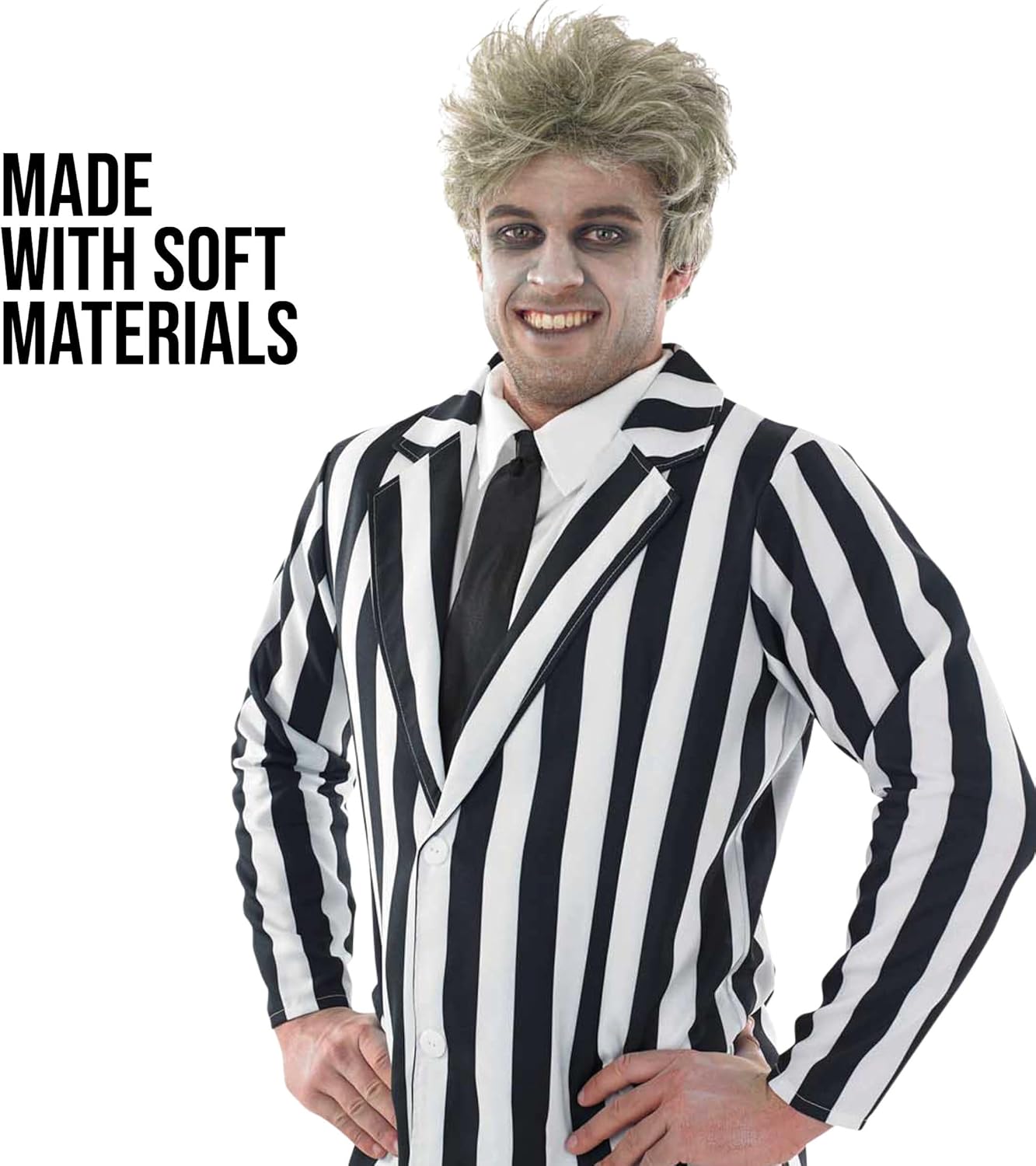 fun shack Black and White Striped Suit Mens Costume, Halloween Costumes for Adults, Halloween Costumes for men - Image 4
