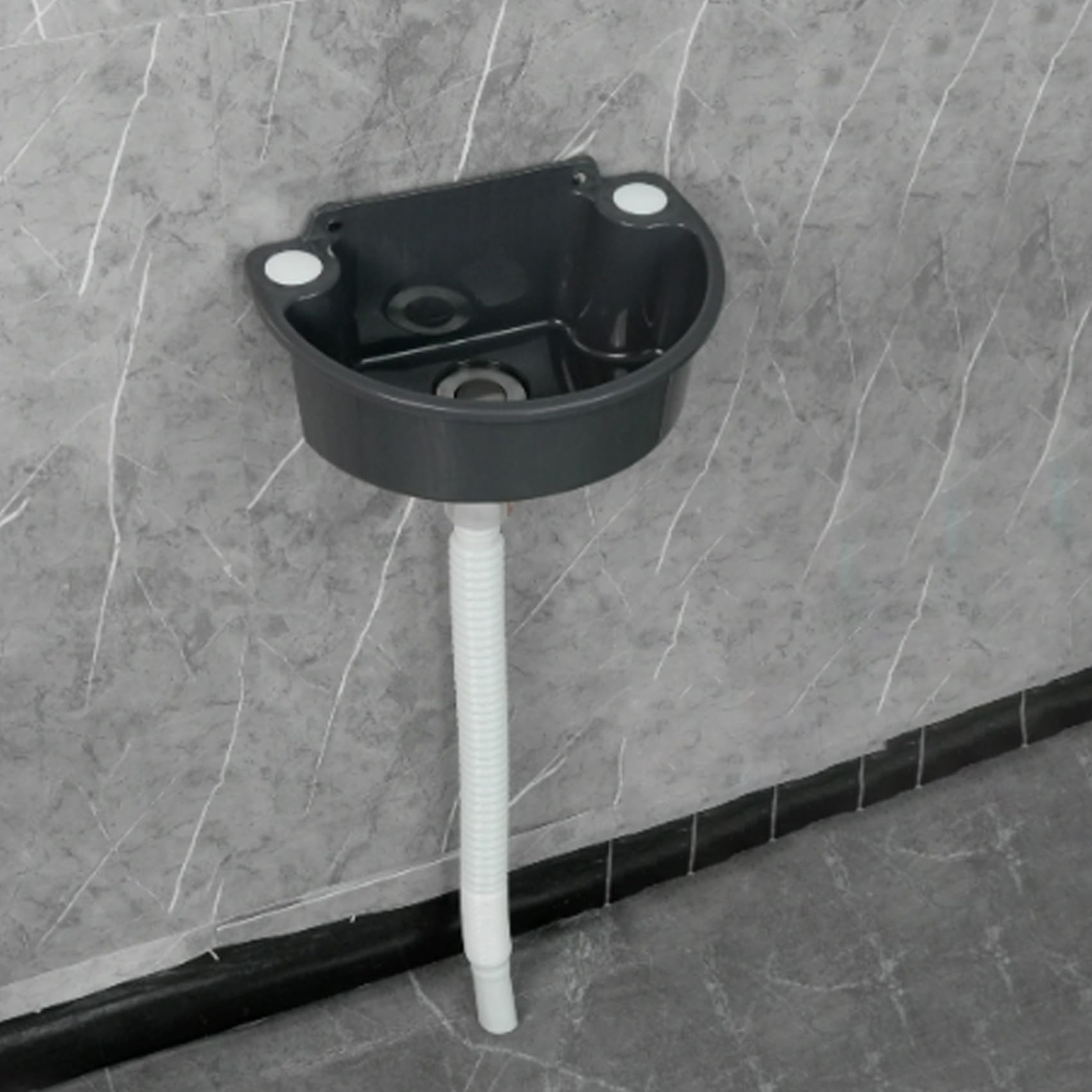 Wall Mount Semi-Circular Vessel Sink with Water Pipe for Bathroom Vanity, Compact Design Saves Space