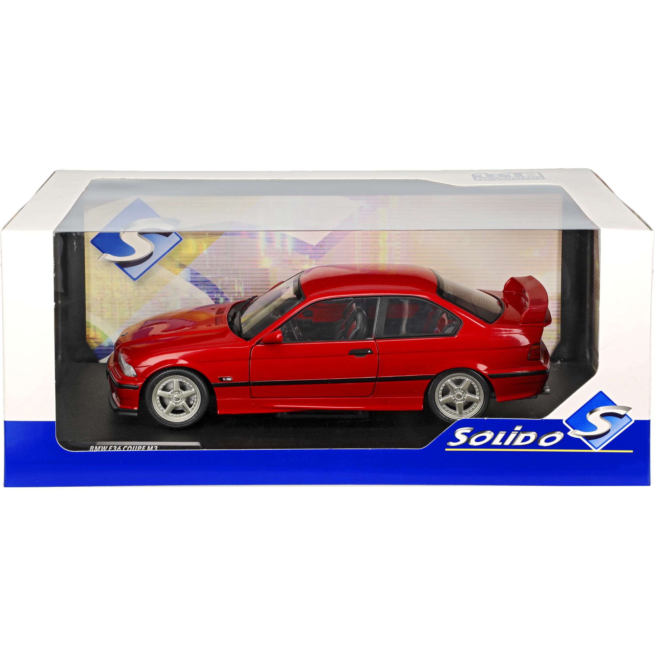 B*M*W 3er E36 M3 Coupe Rot 1990-2000 mit Sockel 1/18 Solido Modell Auto