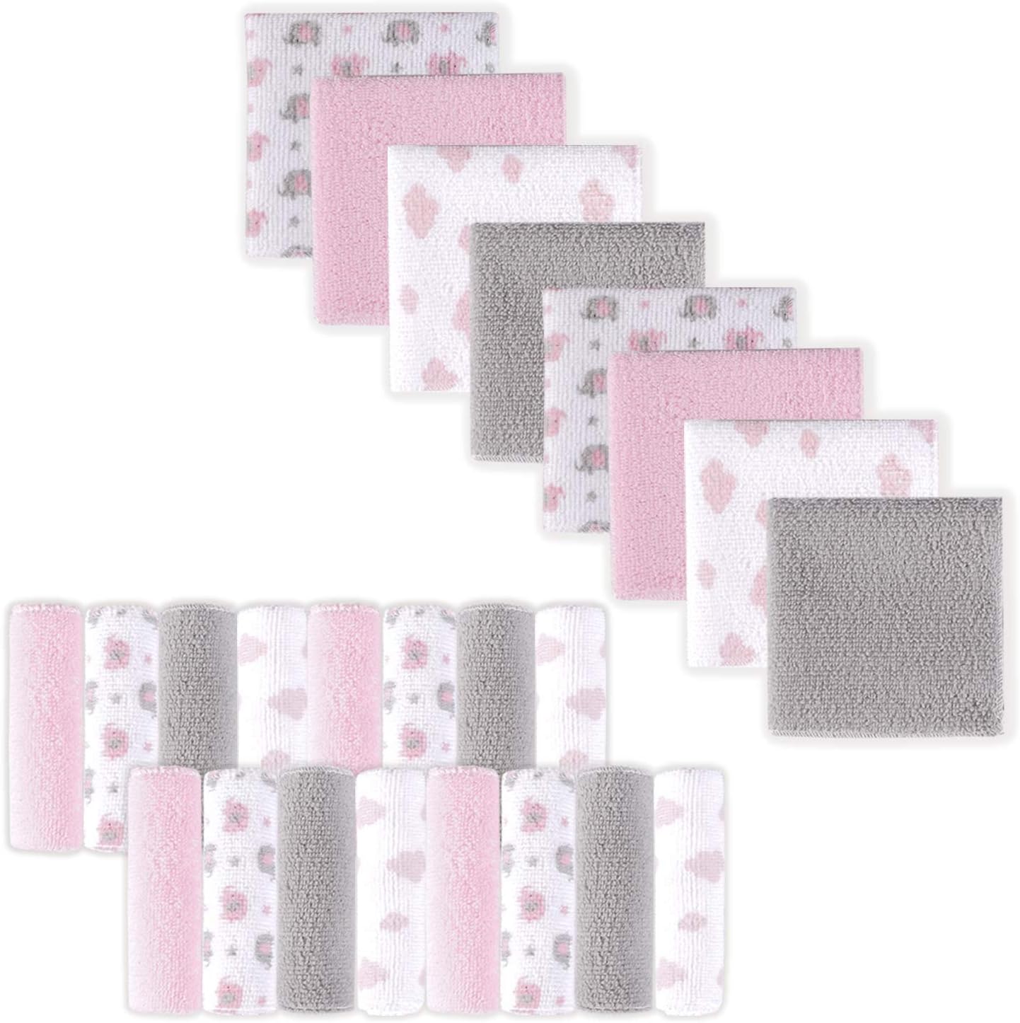 Softan Baby Washcloths, 24Pack Baby Wash Cloths Extra Soft & Ultra Absorbent, Baby Towels and Washcloths Face Towel Unisex for Boys Girls Face & Body, Washclothes Gentle on Sensitive Skin, 9''x 9''