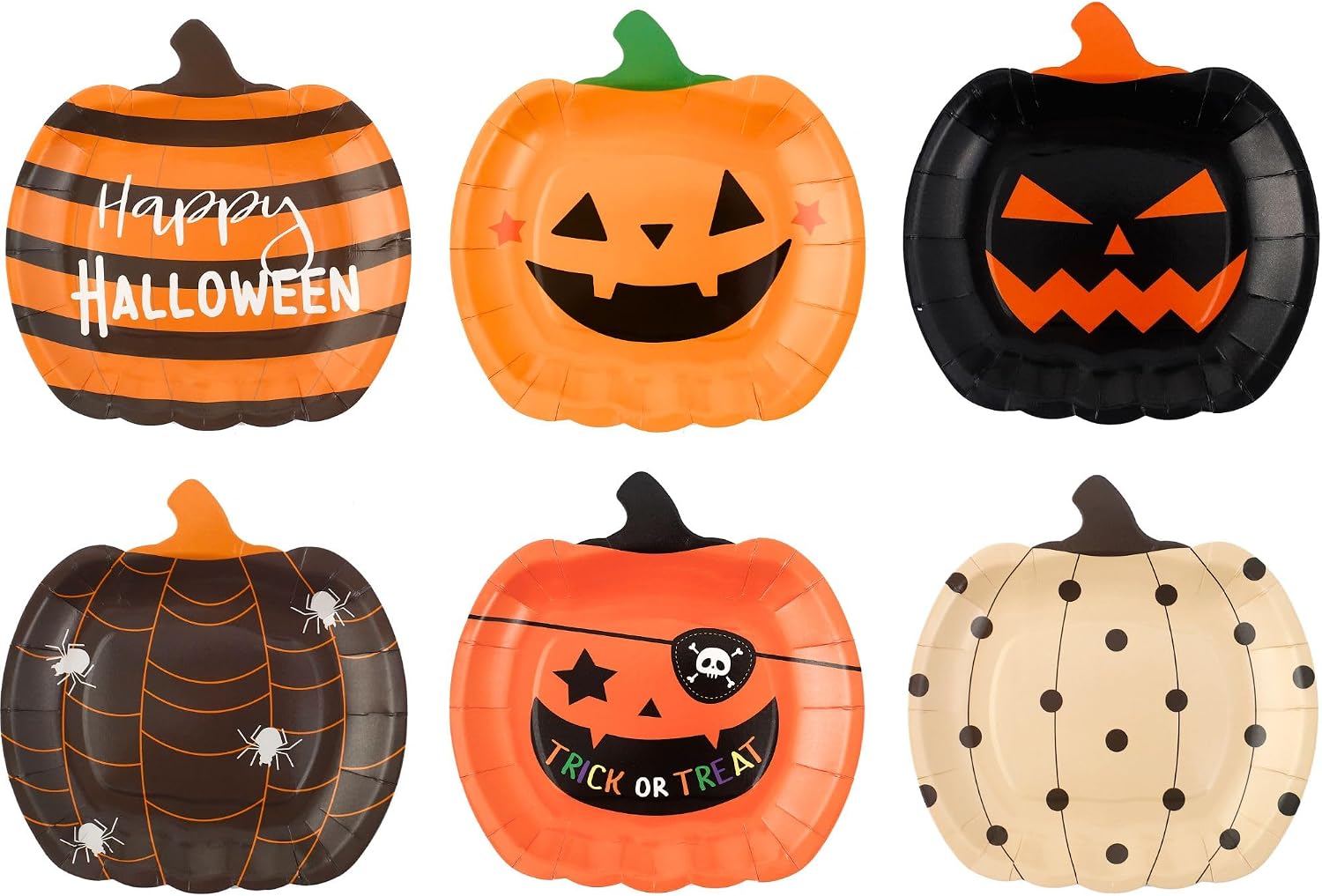 Winoo Design Halloween Paper Plates - 48 PK - Pumpkin Paper Plates Disposable for Halloween Decor Decorations for Table Party Supplies Party Favor