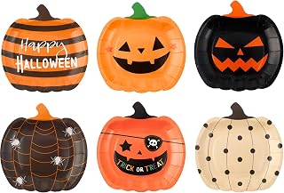 Winoo Design Halloween Paper Plates - 48 PK - Pumpkin Paper Plates Disposable for Halloween Decor Decorations for Table Party Supplies Party Favor