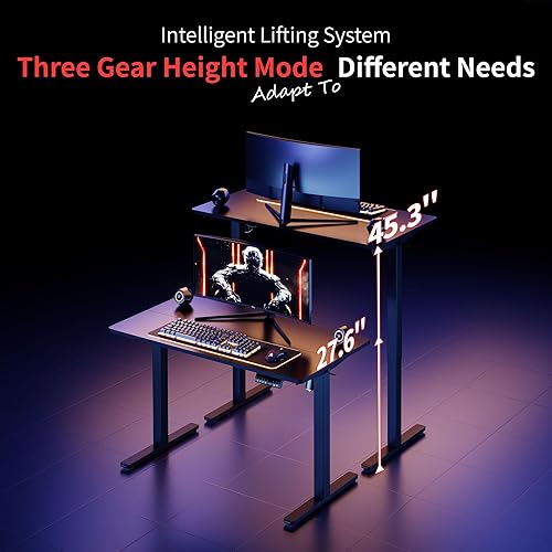 Miniatura 5 de Shintenchi Escritorio eléctrico de altura ajustable, escritorio de computadora de pie de 48 x 24 pulgadas, escritorio de trabajo para oficina en
