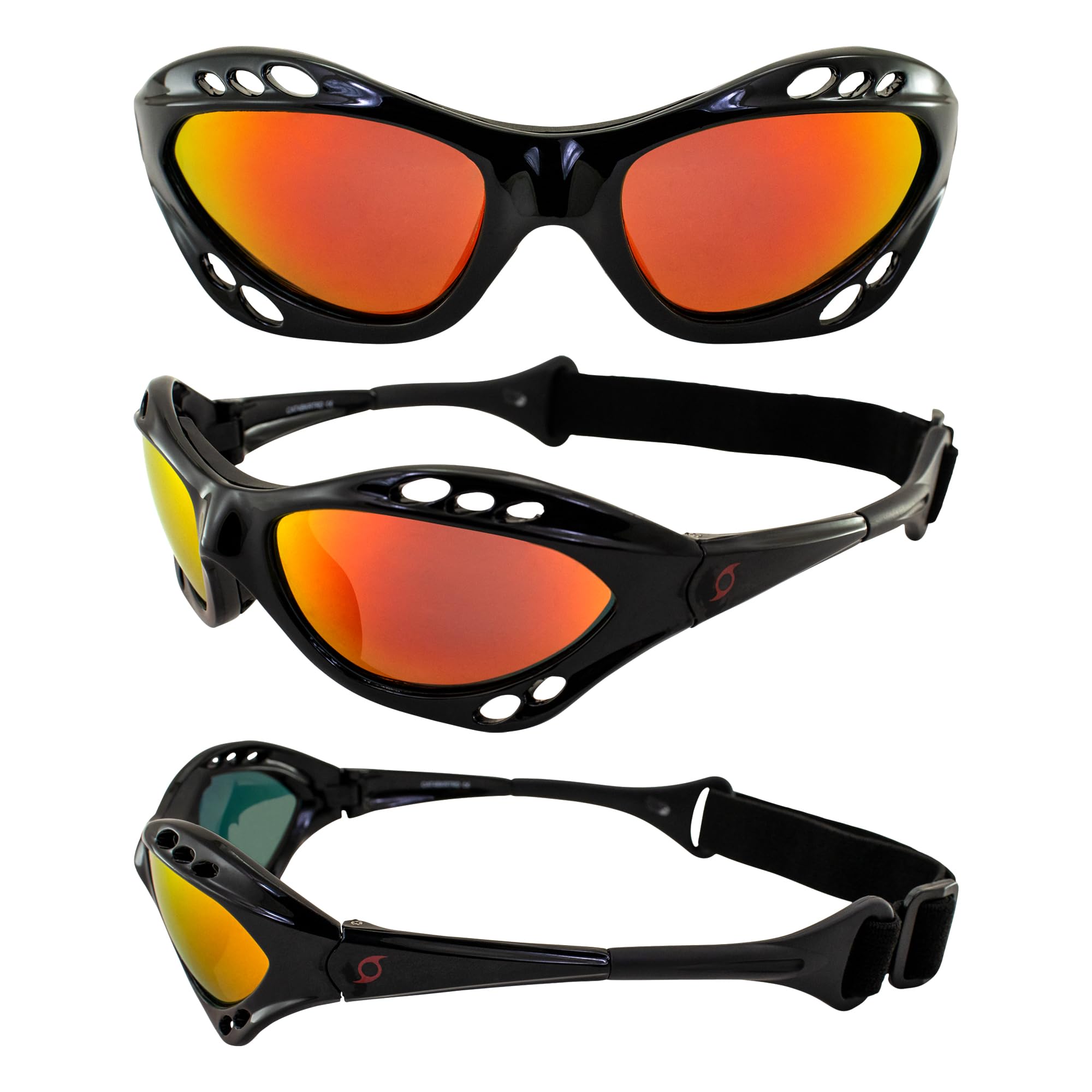 Hurricane Eyewear Categoria 4 polarizzati Jet Ski Galleggianti Occhiali Nero Imbottito con Rivestimento Antiappannamento